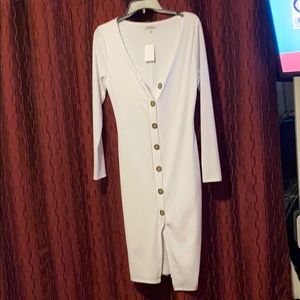 White (Med) button down dress brand new